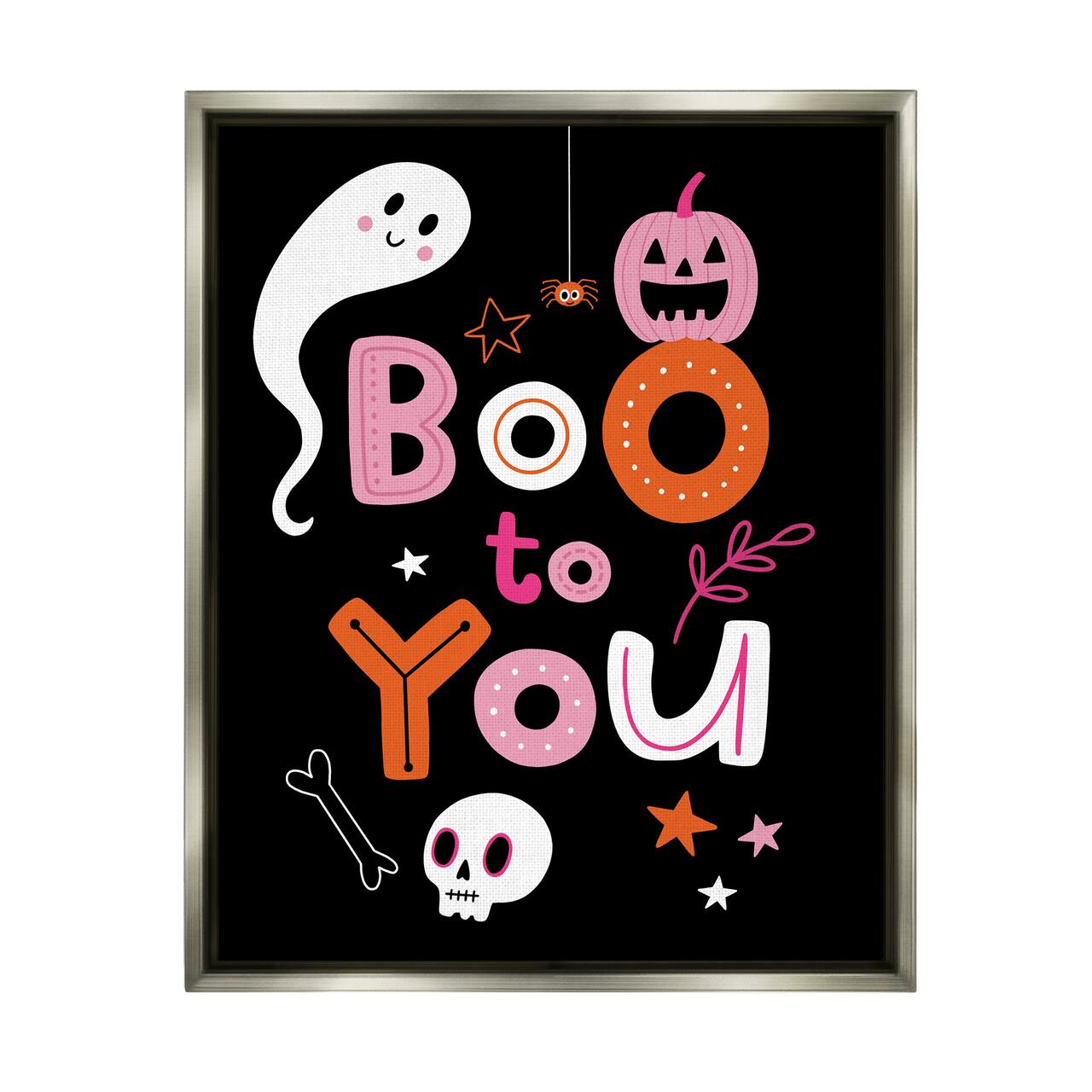 Stupell Industries Boo To You Smiling Halloween Elements Framed Floater Canvas Wall Art